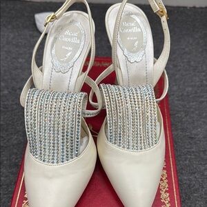 Rene Caovilla Cream and Silver Women's Shoes